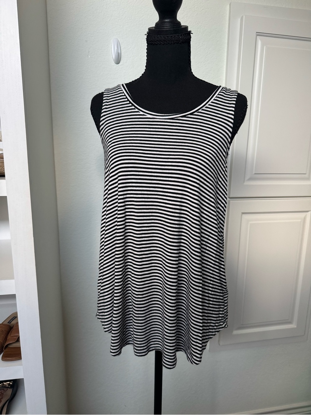 Black and White Striped Women's Top